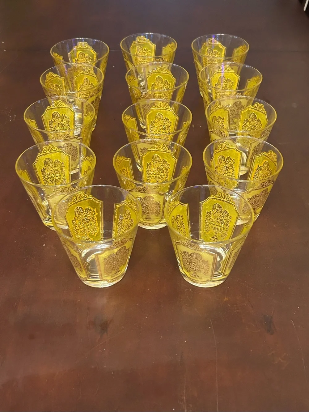 Vintage Culver 22kt gold gilt lowball glass tumblers